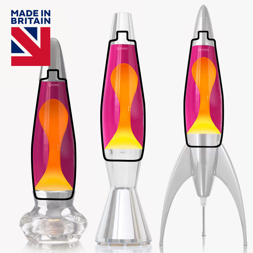 Rožinės spalvos lava lempos butelis su geltonu ir oranžiniu vašku, tinkamas Astrobaby, Telstar ir Evo modeliams